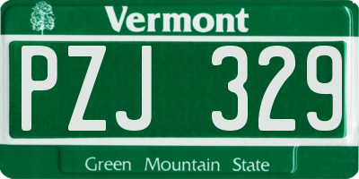 VT license plate PZJ329