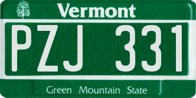 VT license plate PZJ331