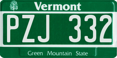 VT license plate PZJ332