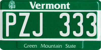 VT license plate PZJ333