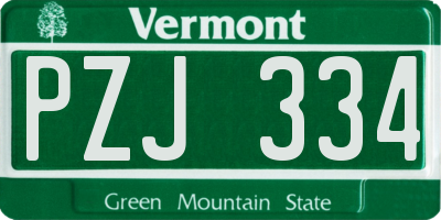 VT license plate PZJ334