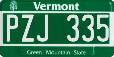 VT license plate PZJ335