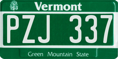 VT license plate PZJ337
