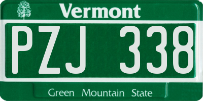 VT license plate PZJ338