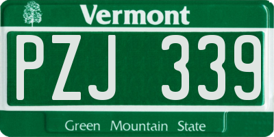 VT license plate PZJ339