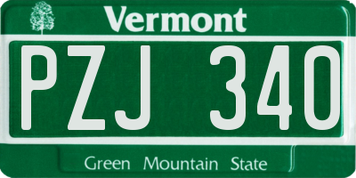 VT license plate PZJ340