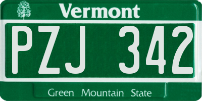 VT license plate PZJ342