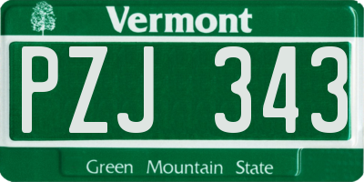 VT license plate PZJ343