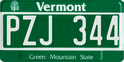 VT license plate PZJ344