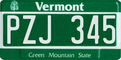 VT license plate PZJ345