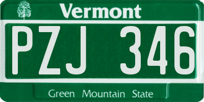 VT license plate PZJ346