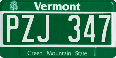 VT license plate PZJ347