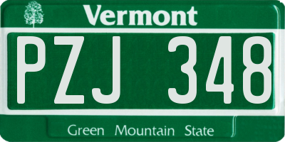 VT license plate PZJ348