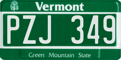 VT license plate PZJ349