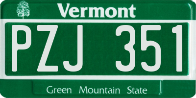 VT license plate PZJ351