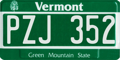 VT license plate PZJ352