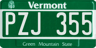 VT license plate PZJ355
