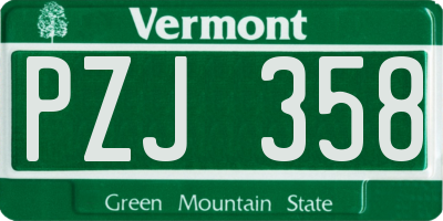 VT license plate PZJ358