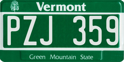 VT license plate PZJ359