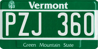 VT license plate PZJ360