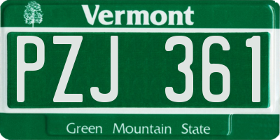 VT license plate PZJ361