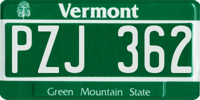 VT license plate PZJ362