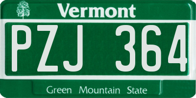VT license plate PZJ364