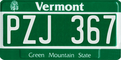 VT license plate PZJ367
