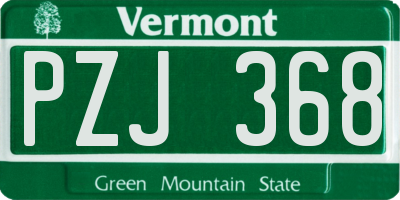 VT license plate PZJ368