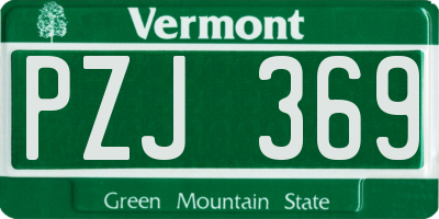 VT license plate PZJ369
