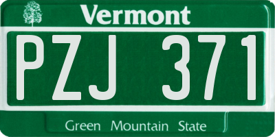 VT license plate PZJ371