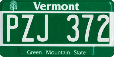 VT license plate PZJ372