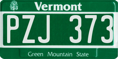 VT license plate PZJ373