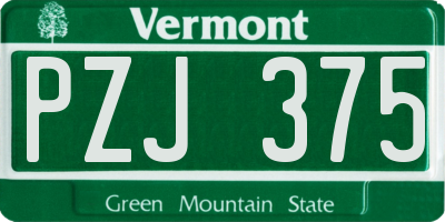 VT license plate PZJ375