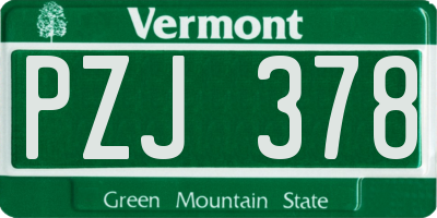 VT license plate PZJ378