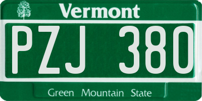 VT license plate PZJ380