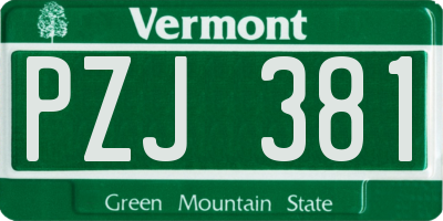 VT license plate PZJ381