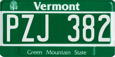 VT license plate PZJ382