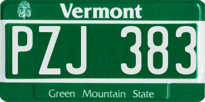 VT license plate PZJ383