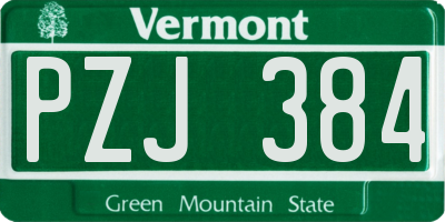 VT license plate PZJ384
