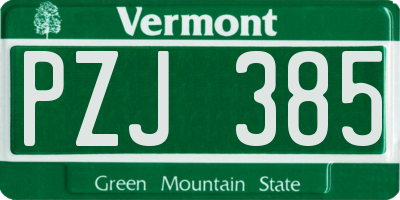 VT license plate PZJ385