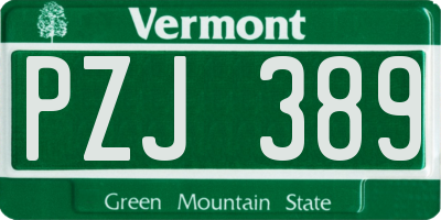 VT license plate PZJ389