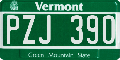 VT license plate PZJ390