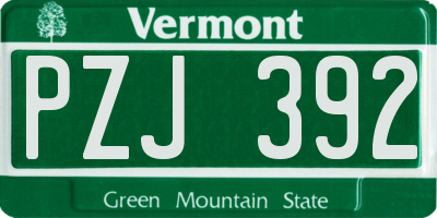 VT license plate PZJ392