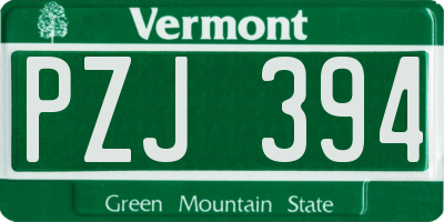 VT license plate PZJ394