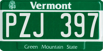 VT license plate PZJ397