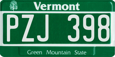 VT license plate PZJ398
