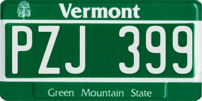 VT license plate PZJ399