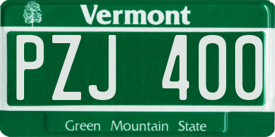 VT license plate PZJ400