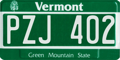VT license plate PZJ402